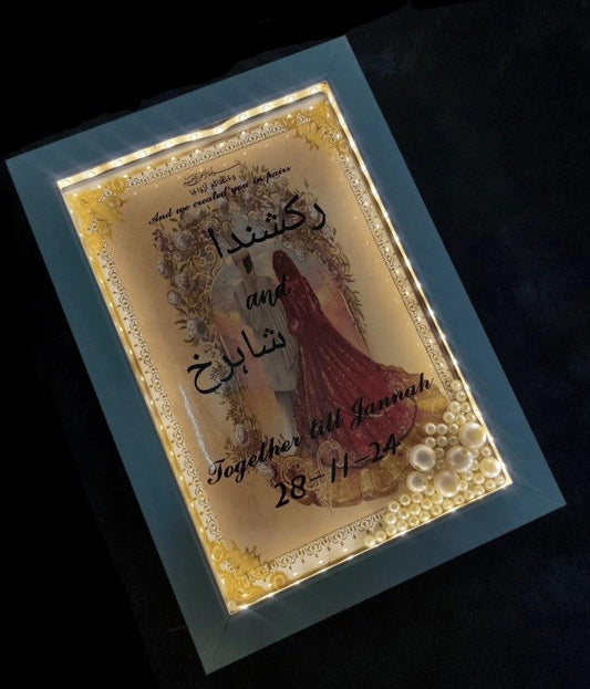 Wedding Couple Calligraphy Gift With Light Frame